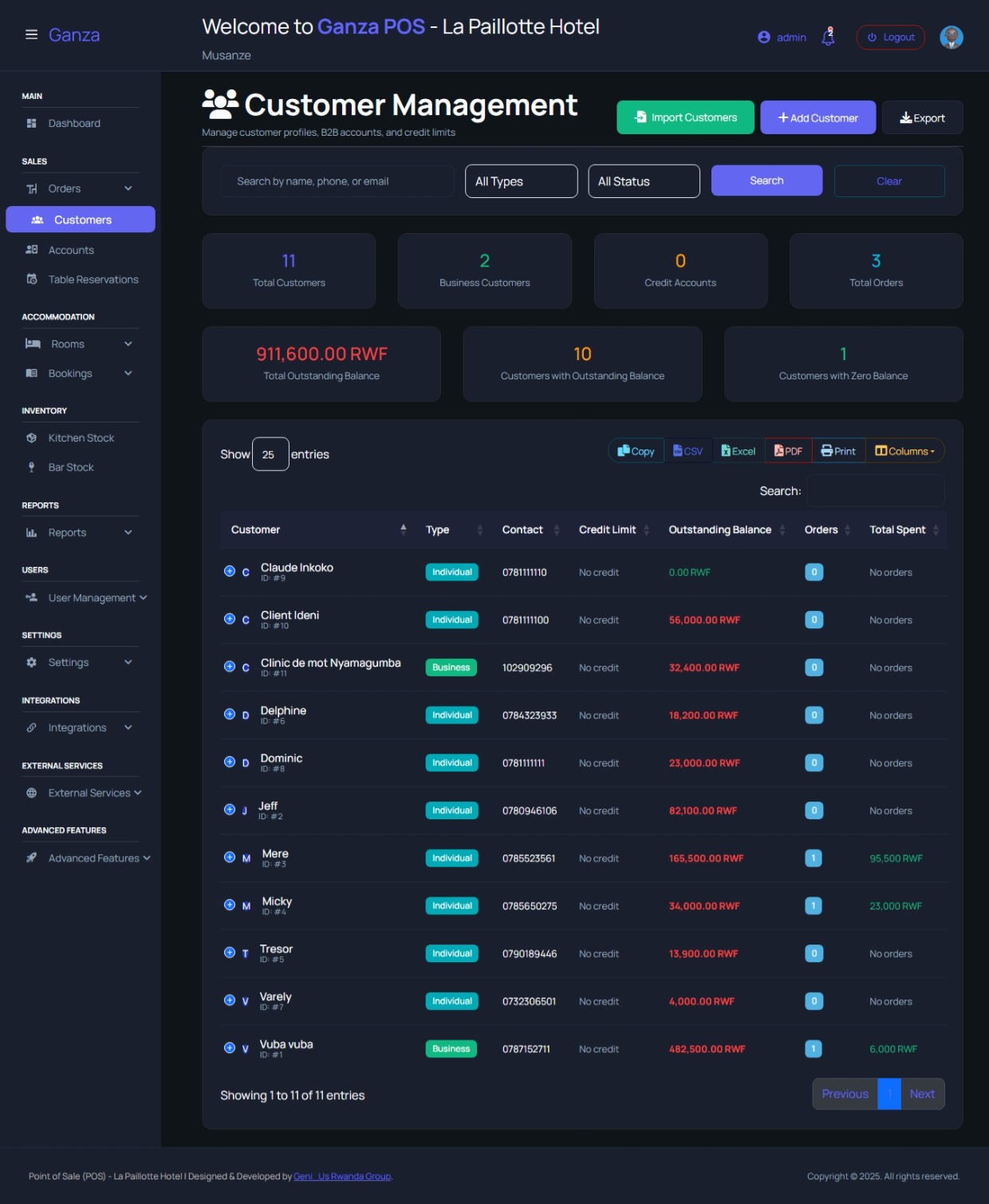 Ganza POS: Integrated Hospitality & Retail Management System